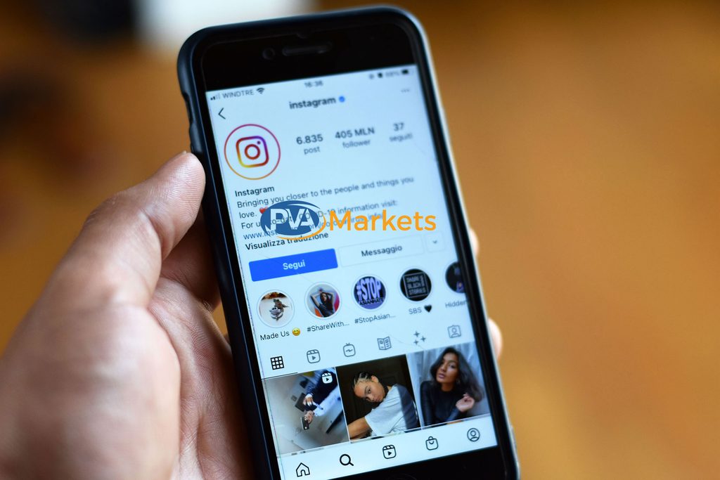 Person viewing an Instagram profile on a smartphone